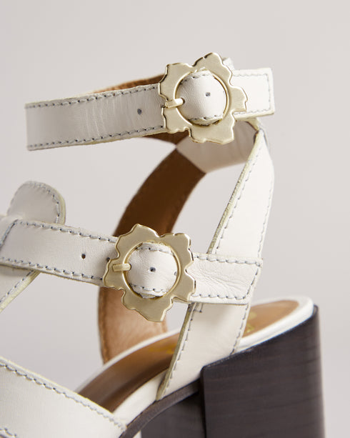 <P>Strappy Block Heeled Leather Sandal</P>